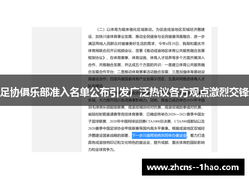 足协俱乐部准入名单公布引发广泛热议各方观点激烈交锋 足协俱乐部准入名单公布引发广泛热议各方观点激烈交锋